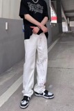 泼墨牛仔裤男宽松学生潮流ins港风阔腿休闲直筒长裤子NG094P40，男装牛仔裤，星座1116-2