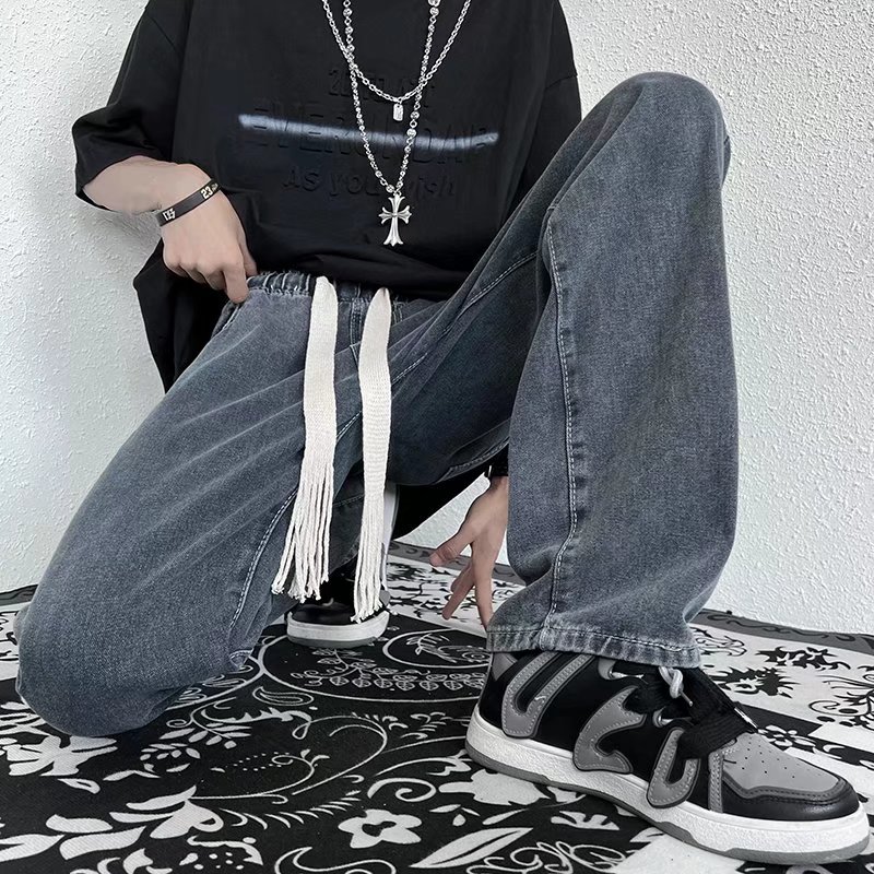 高街裤子hiphop牛仔裤男宽松直筒vibe潮夏季拖地阔腿裤N3100P42图片