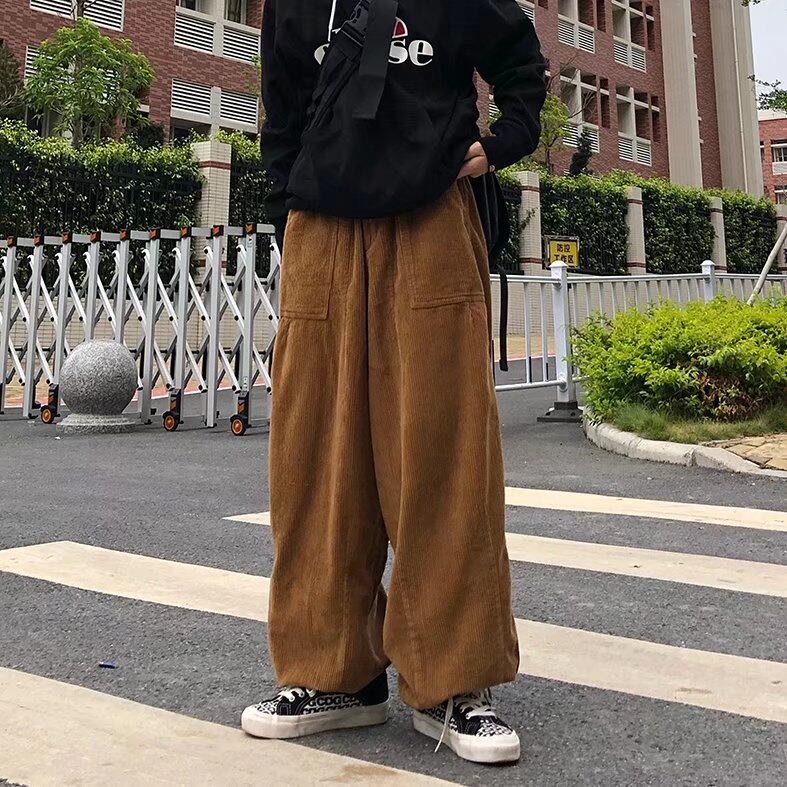 男秋冬ovrsize工装大口袋裤子宽松休闲裤灯芯绒K377P35图片