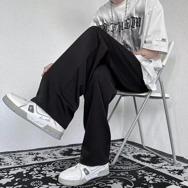 盐系男友风白色裤子垂感高级感炸街西裤冰丝阔腿裤K024P38,男装休闲裤,星座1116-2
