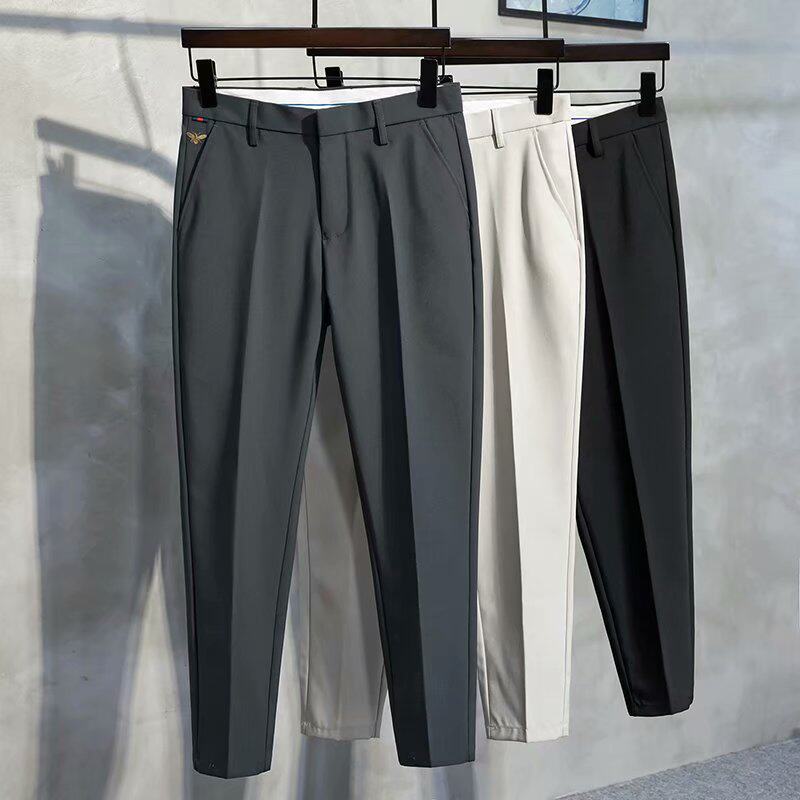 男秋季品质九分直筒西裤宽松英伦免烫西装裤刺绣休闲裤男K07P40，男装休闲裤，星座1116-2