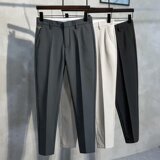 男秋季品质九分直筒西裤宽松英伦免烫西装裤刺绣休闲裤男K07P40，男装休闲裤，星座1116-2