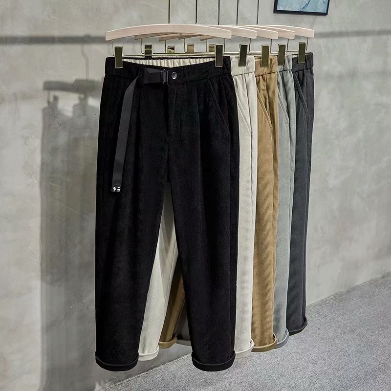 男秋冬高质量轻熟风小西裤男垂感灯芯绒九分裤A68P50图片