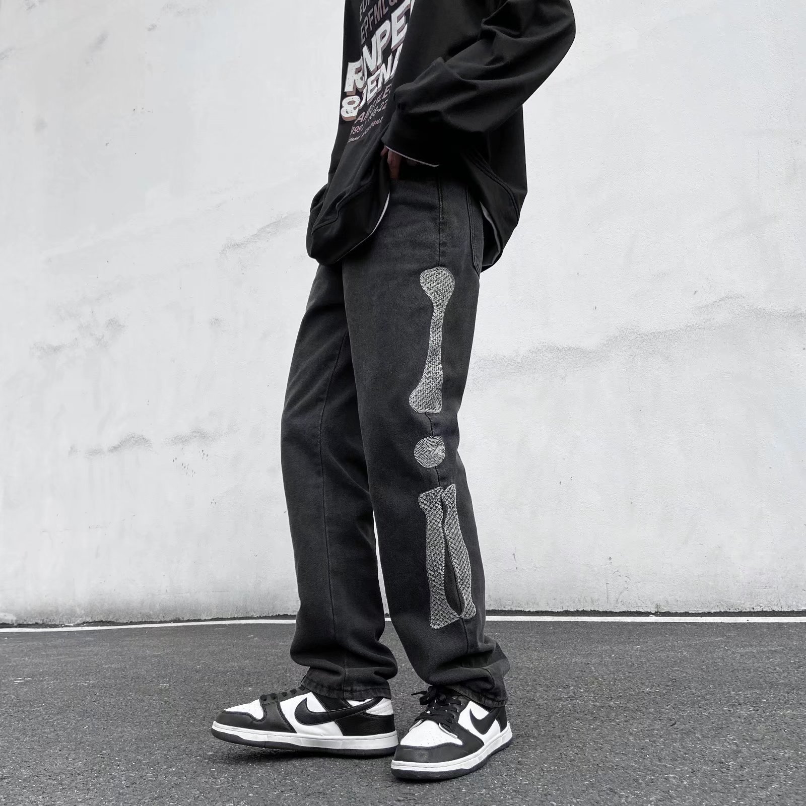 美式欧美炸街裤子高街ins潮牌vibe风牛仔裤男宽松直筒NG49P50,男装牛仔裤,星座1116-2