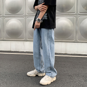 男牛仔裤百搭宽松直筒韩版阔腿裤子长裤图片