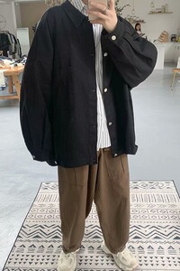 港风新款ins复古长袖工装夹克衫学生情侣休闲外套J8936P45图片