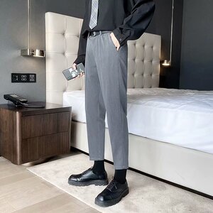 男秋款九分休闲裤小西裤男修身垂感西装裤K506P35图片