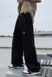 高街潮工装裤男潮牌ins直筒宽松hiphop炸街纯工装长裤ZD27P42，男装休闲裤，星座1116-2