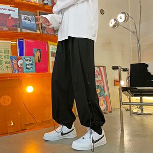 排扣裤男士夏季薄款大码直筒抽绳长裤潮牌百搭休闲裤子男K554P35图片