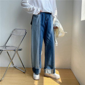 男秋冬新款蓝色拼接立体口袋牛仔裤N945P45图片