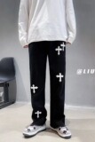 ins暗黑高街十字印花运动裤男夏装潮胖人宽松休闲卫裤N355P45，男装牛仔裤，星座1116-2