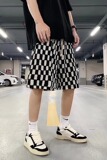 棋盘格裤子高街ins潮黑白格子裤男垂坠感直筒阔腿裤JD684P28，男装休闲裤，星座1116-2