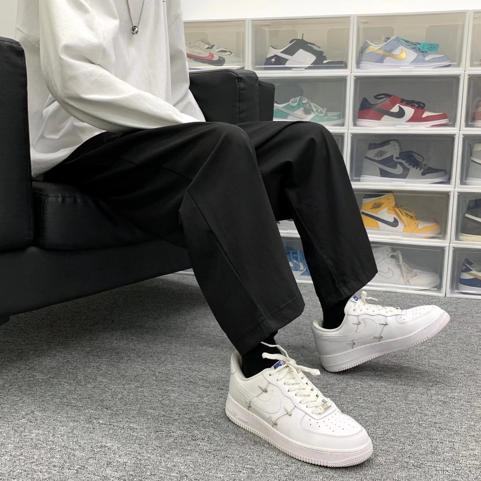 男秋季新款休闲裤垂感弹力裤子K89P28图片