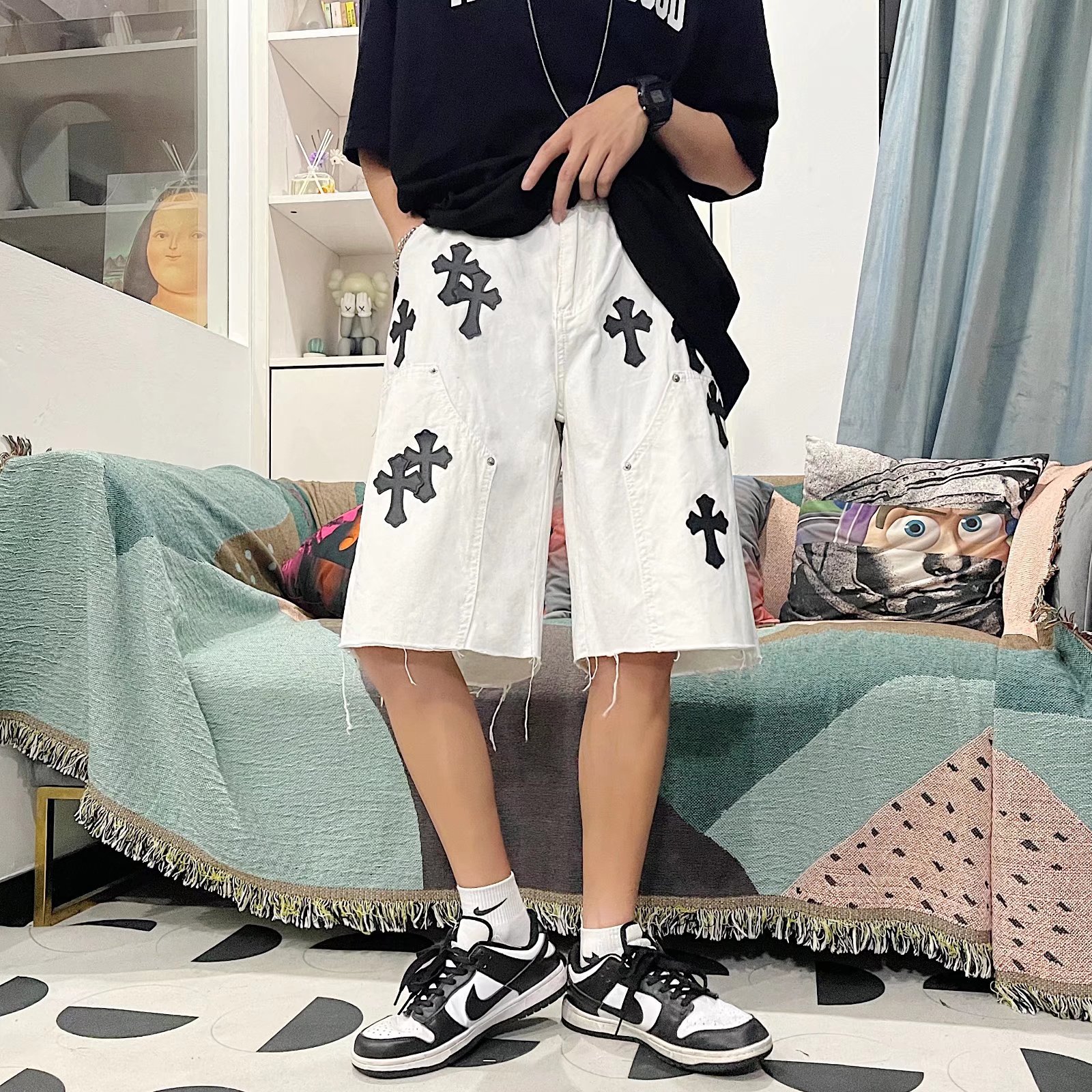 男夏季休闲短裤牛仔裤潮D351P43图片