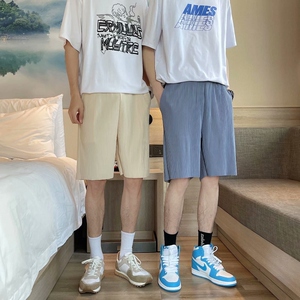 2021年男夏季新款薄短裤直筒垂感宽松休闲阔腿五分裤,a字超短裤搭配夏图片