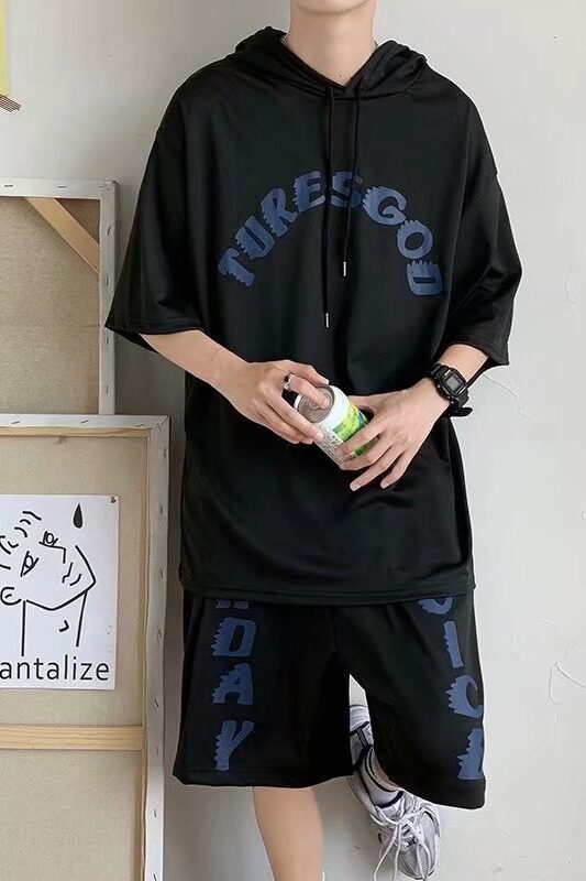 夏季套装短袖t恤男宽松休闲运动两件套五分TD13P32,男装休闲套装,星座1116-2