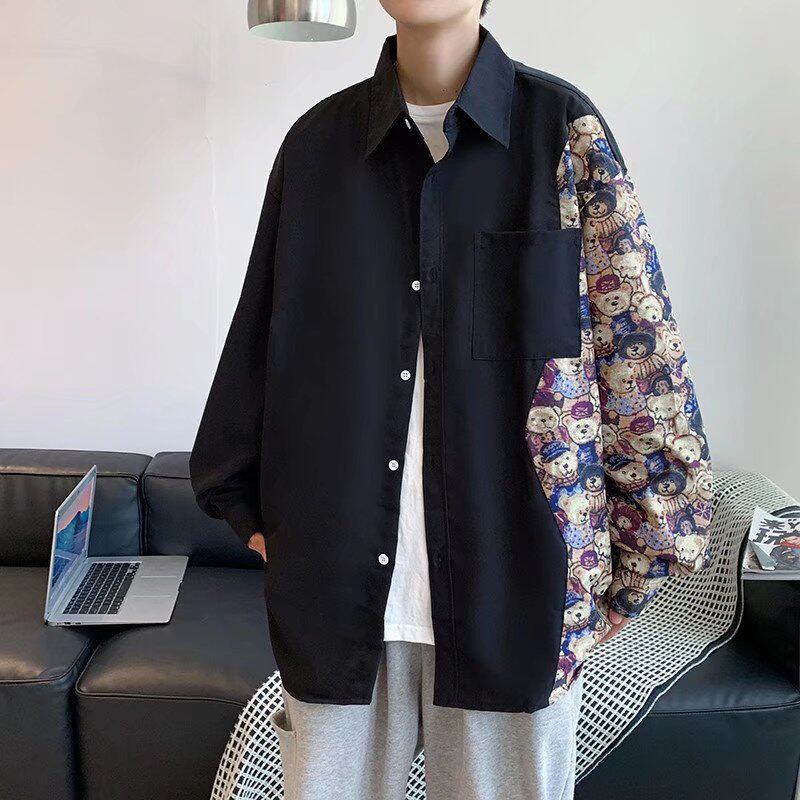 男秋冬新款长袖拼接小熊衬衫C122P38,男装衬衫,星座1116-2