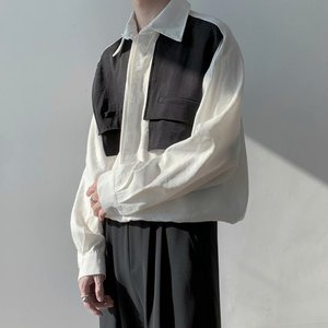 男秋季长袖衬衫个性衬衣帅气假两件外套C183P35图片