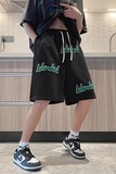 字母刺绣工装裤男潮流裤脚锁扣五分休闲裤ins嘻哈短裤DJ35P25，男装休闲裤，星座1116-2