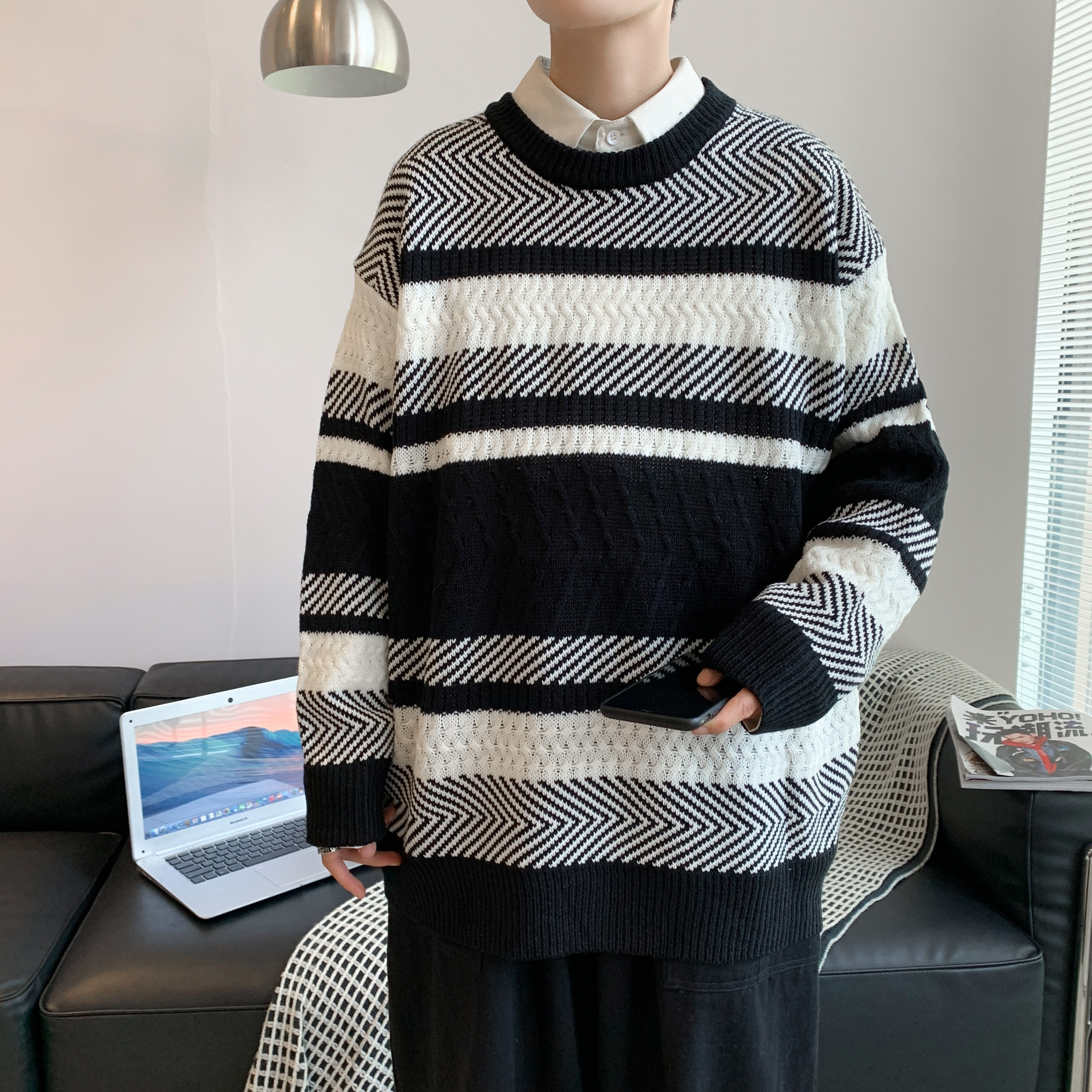 男圆领针织衫秋季新款毛衣M78P42图片