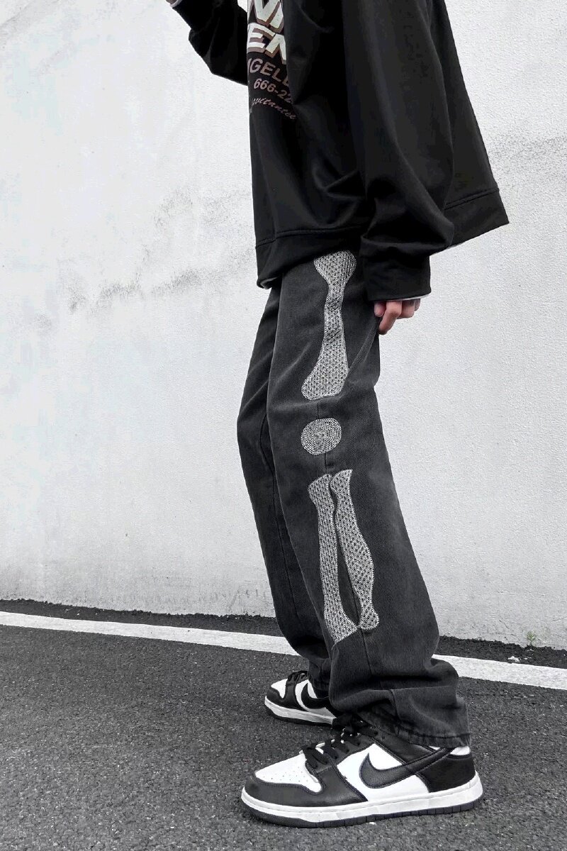 美式欧美炸街裤子高街ins潮牌vibe风牛仔裤男宽松直筒NG49P50,男装牛仔裤,星座1116-2