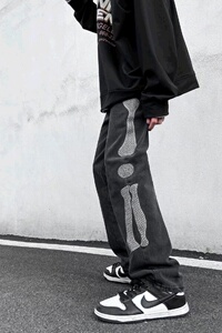 美式欧美炸街裤子高街ins潮牌vibe风牛仔裤男宽松直筒NG49P50