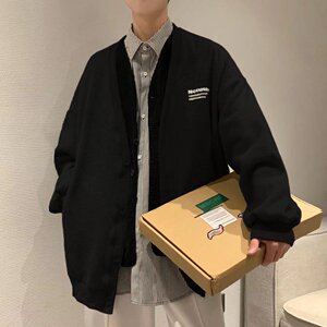v领开衫卫衣男春秋港风ins潮牌宽松外套W1095P35图片