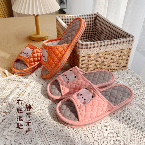 居家静音布底防滑拖鞋