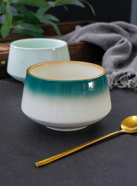 金边陶瓷位上青瓷白色炖盅小汤碗酒店会所商用餐具高温釉下彩带勺