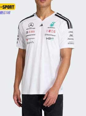 Adidas/阿迪达斯正品新款男白黑色赛车观赛速干经典短袖T恤KF0160