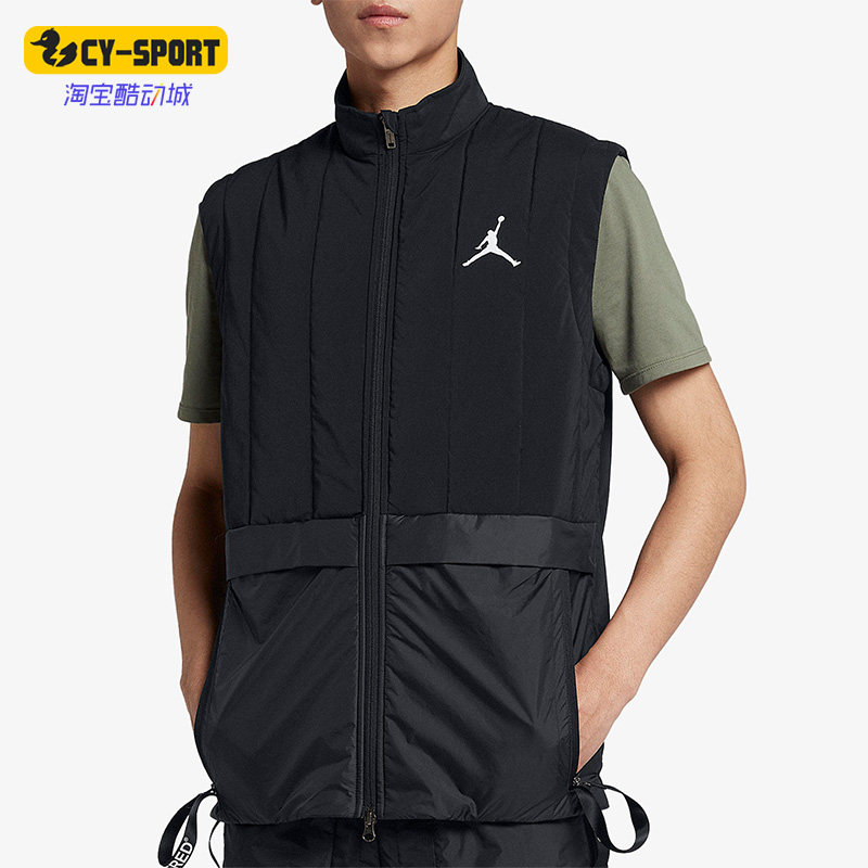 Nike/耐克正品JORDAN新款男黑色训练保暖经典宽松马甲AJ1057-010