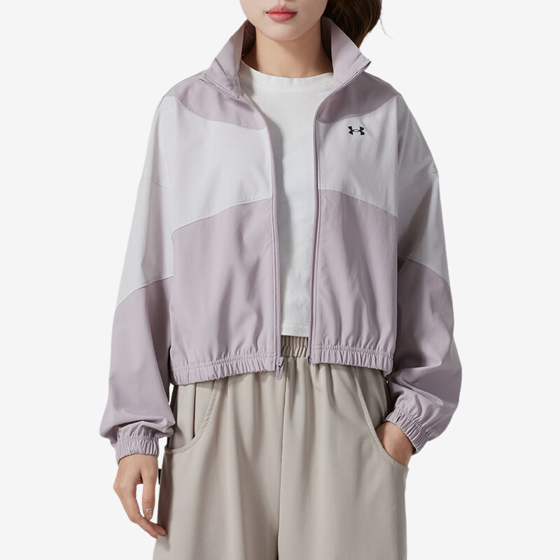 UA/安德玛正品2025新款女士拼接时尚潮流梭织夹克外套1389631-009