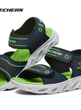 Skechers/斯凯奇正品男大童撞色立体缓震透气时尚闪灯凉鞋