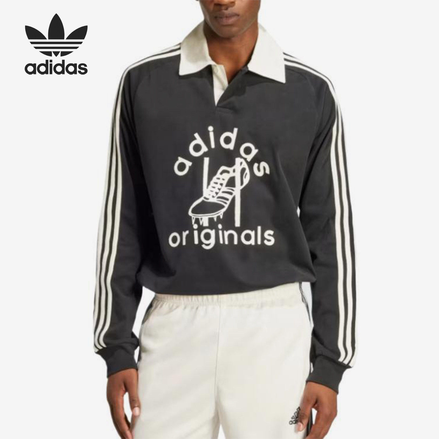 Adidas/阿迪达斯官方正品三叶草男士时尚复古长袖POLO衫JD1091,运动服/休闲服装,运动POLO衫,淘宝优惠券,粉丝福利购,淘宝优惠卷