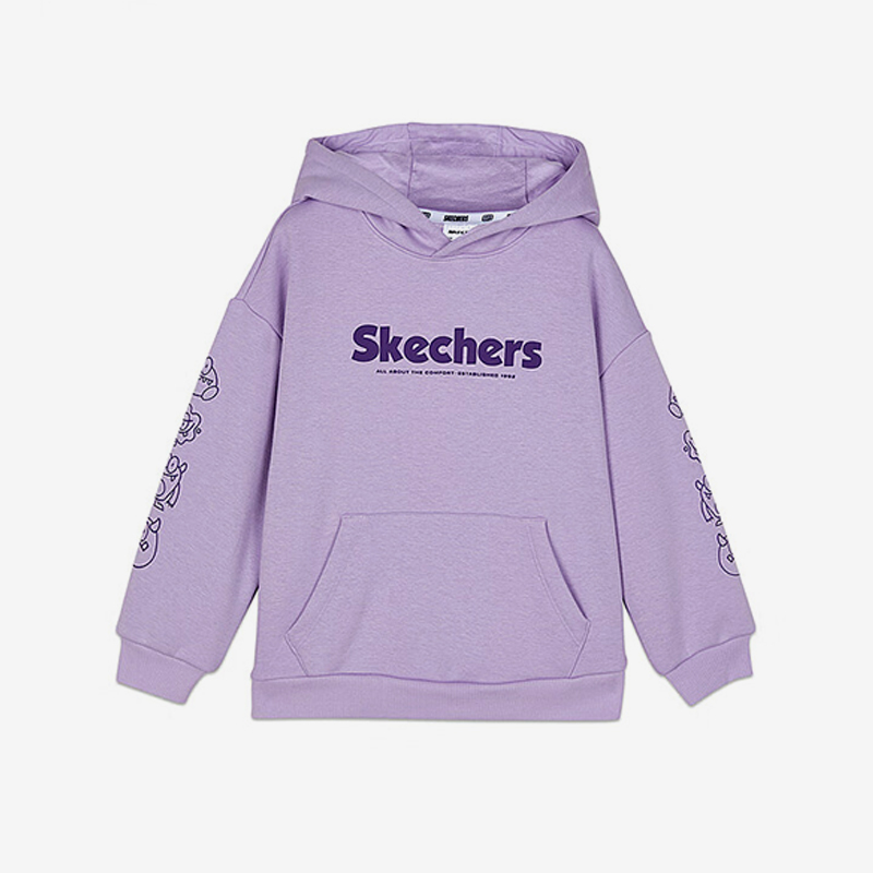 Skechers/斯凯奇正品春季新款儿童加绒针织连帽运动卫衣