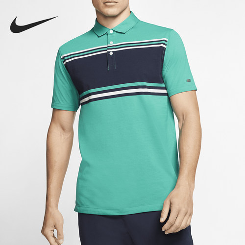 Nike/耐克正品DRI-FIT PLAYER 男子运动条纹高尔夫翻领T恤BV0471