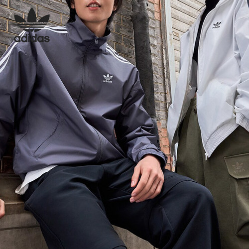 Adidas/阿迪达斯正品新款三叶草男女同款立领夹克外套JI7533