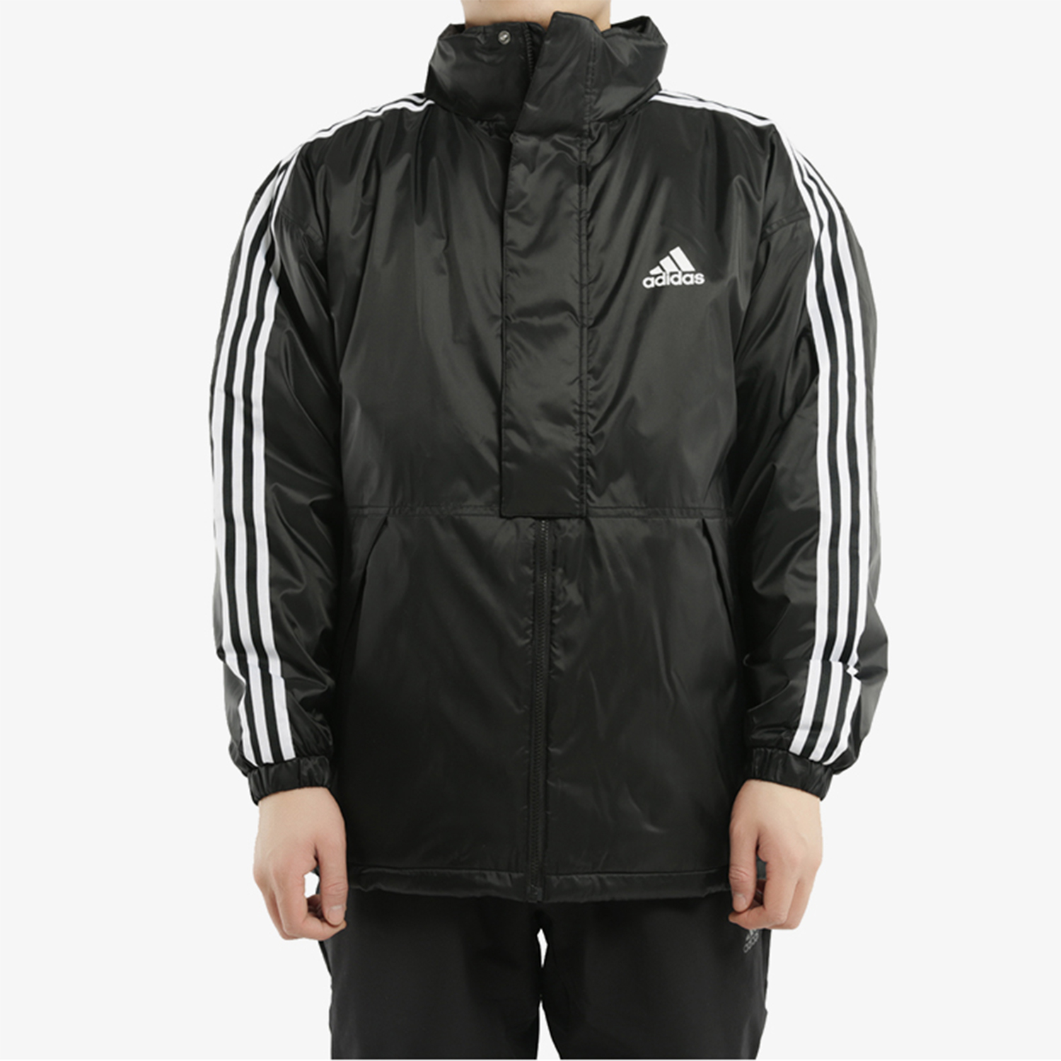 阿迪达斯男子中长款保暖连帽棉服