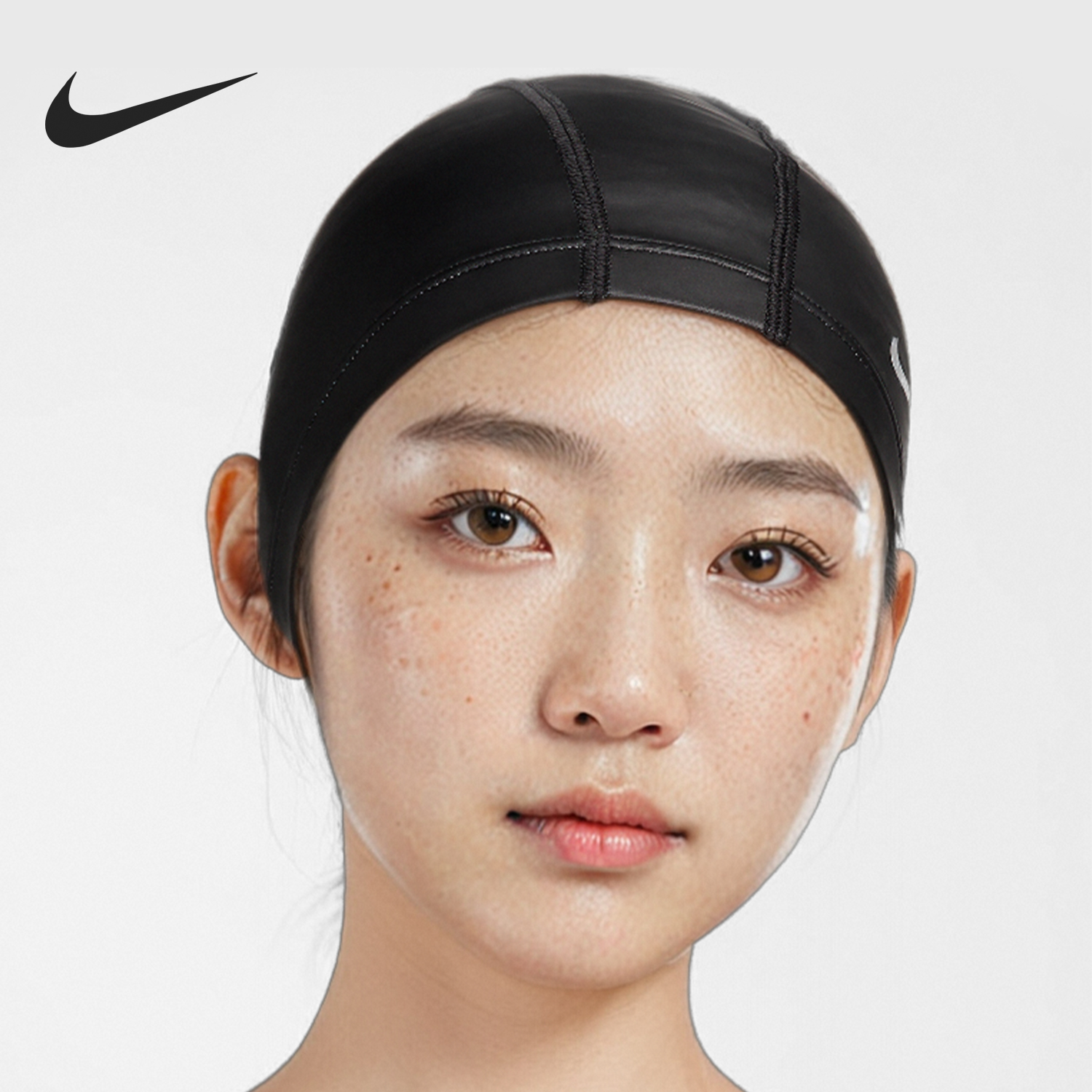 耐克男女合成材质柔软涂层泳帽