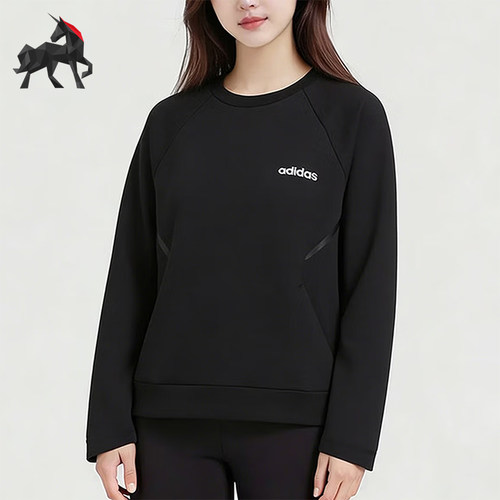 Adidas/阿迪达斯正品FW25宽松短圆领套头经典长袖女卫衣KC2192