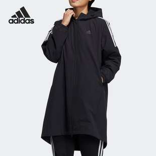 Adidas/阿迪达斯女子梭织中长款连帽运动风衣外套 HG1849