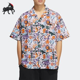 Adidas/阿迪达斯正品夏季三叶草男女运动休闲短袖衬衫 HR6458