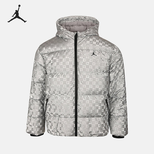 Nike/耐克正品JORDAN新款男女银灰色休闲短羽绒服IO6195-095