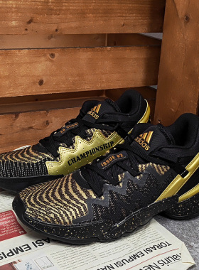 Adidas/阿迪达斯正品 春季男子黑色金标低帮运动篮球鞋FZ3881