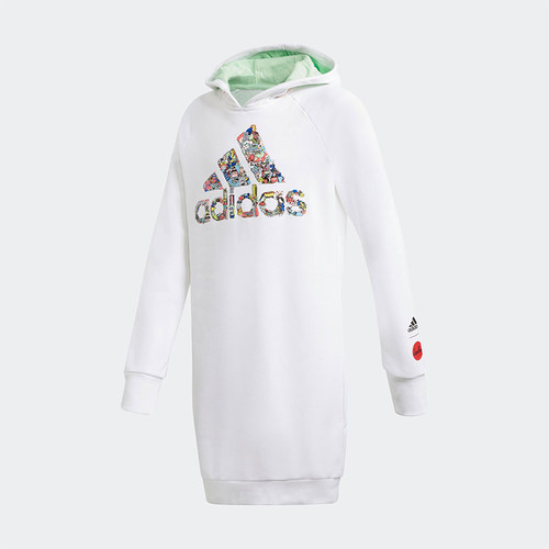 Adidas/阿迪达斯正品2025大童LOGO印花经典运动长款卫衣GF0285