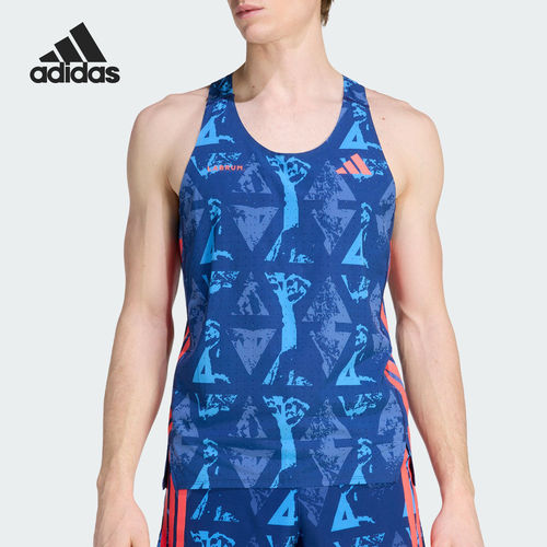 Adidas/阿迪达斯正品夏季男士跑步运动训练圆领背心T恤KE6740