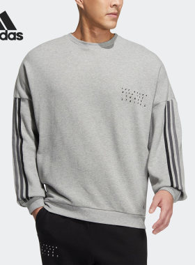Adidas/阿迪达斯正品三条纹透气圆领男女运动套头卫衣HP1371
