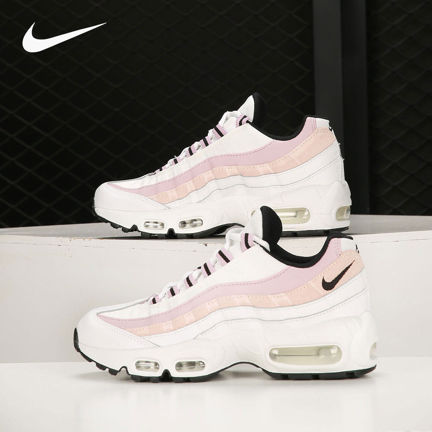 Nike/耐克正品新款粉白AIR MAX 95 女子运动气垫跑步鞋CV8828-100