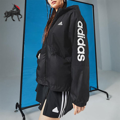 Adidas/阿迪达斯正品W LIN WB女士宽松经典连帽图案外套H07842