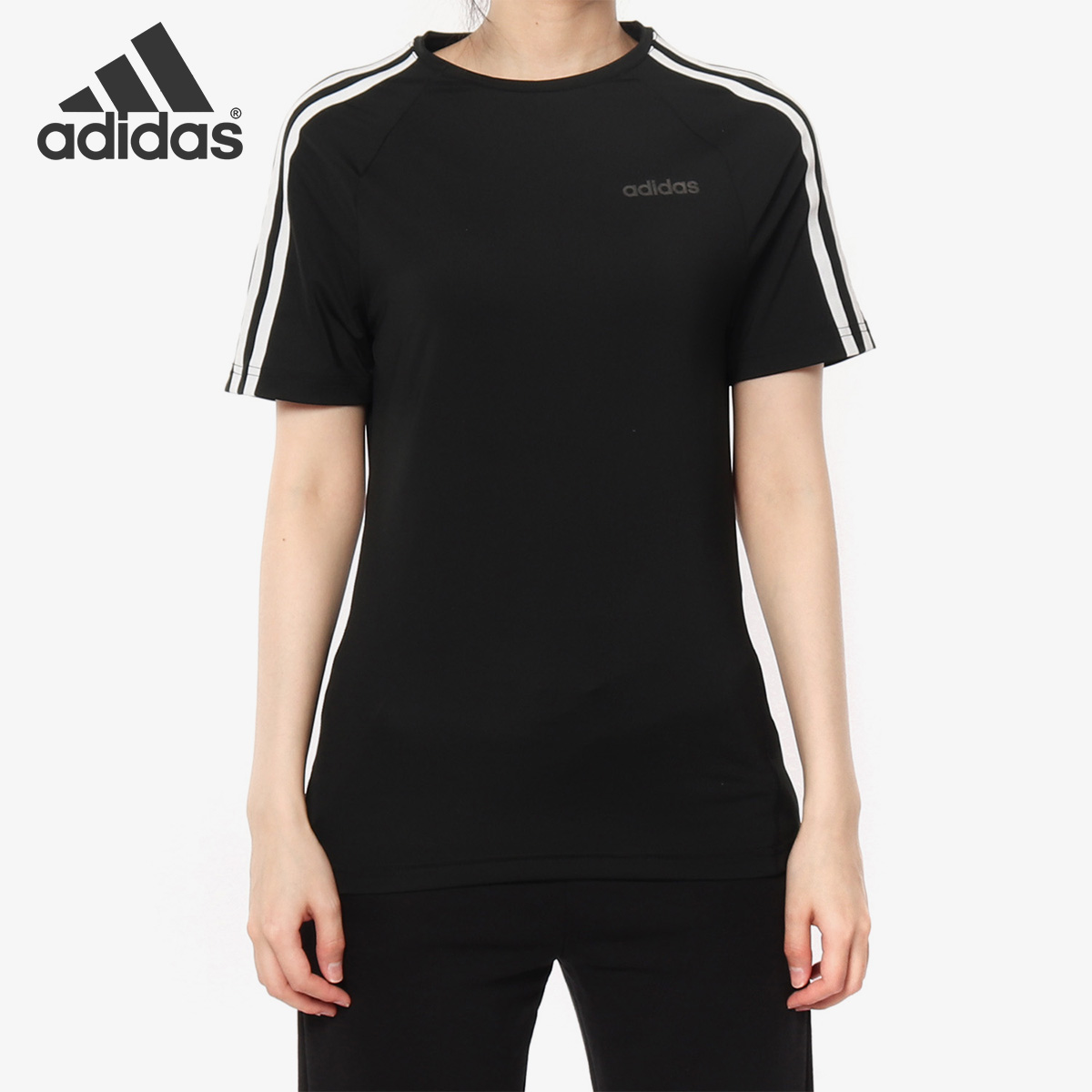 Adidas/阿迪达斯正品 D2M 3S TEE 女子休闲运动透气短袖T恤EH8722